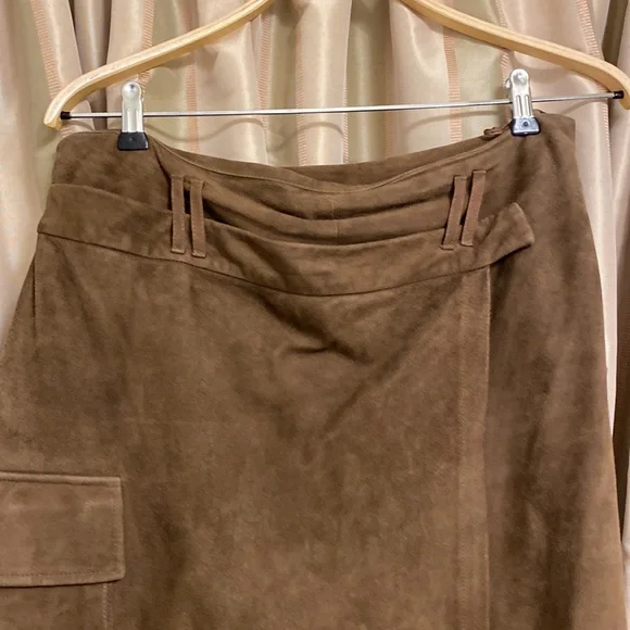 Faconnable brown suede lined skirt wrap knee length-12-Bundle discount - Picture 2 of 12